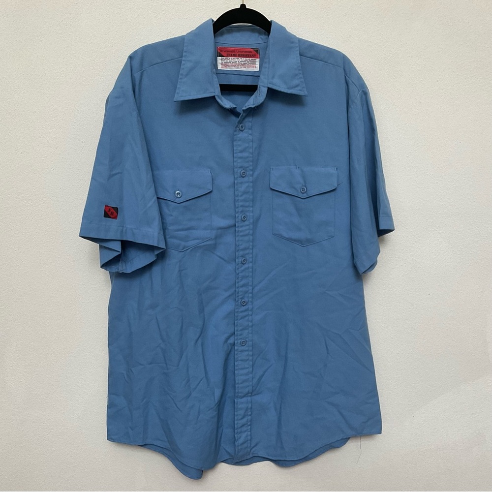 Riverside Uniforms Blue Flame Resistant Short Sleeve Button Up Size 4XL
